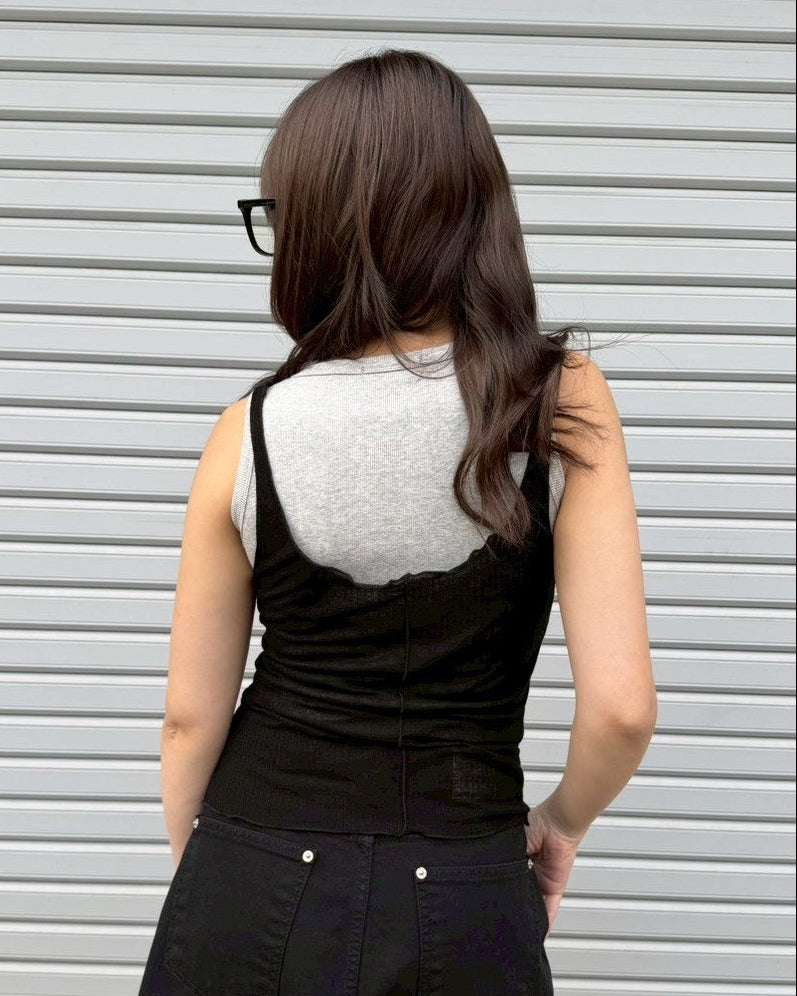 【OaKS】see-through sleeveless top (4color)
