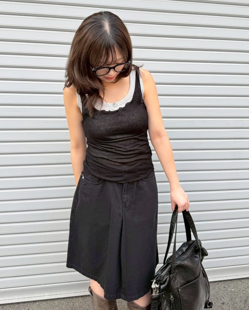 【OaKS】see-through sleeveless top (4color)