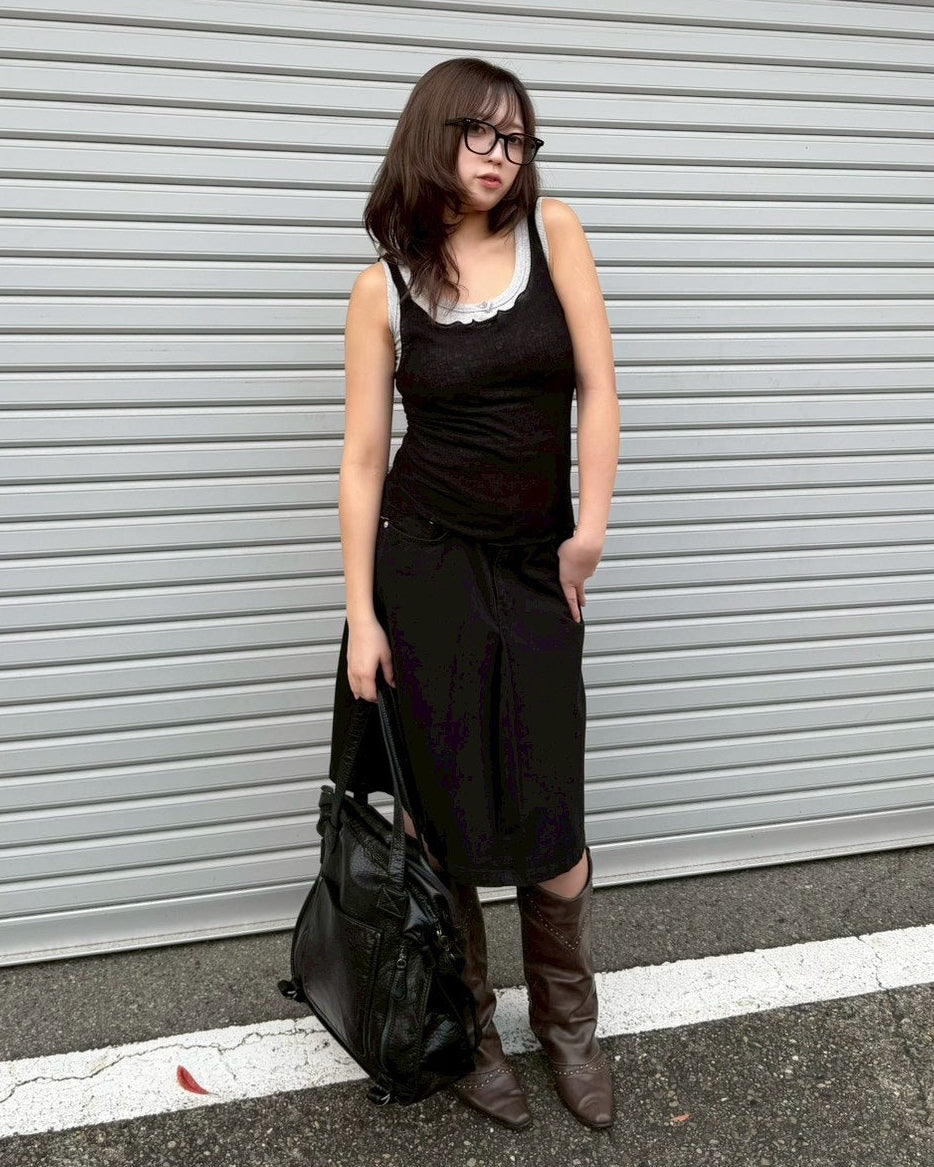 【OaKS】see-through sleeveless top (4color)