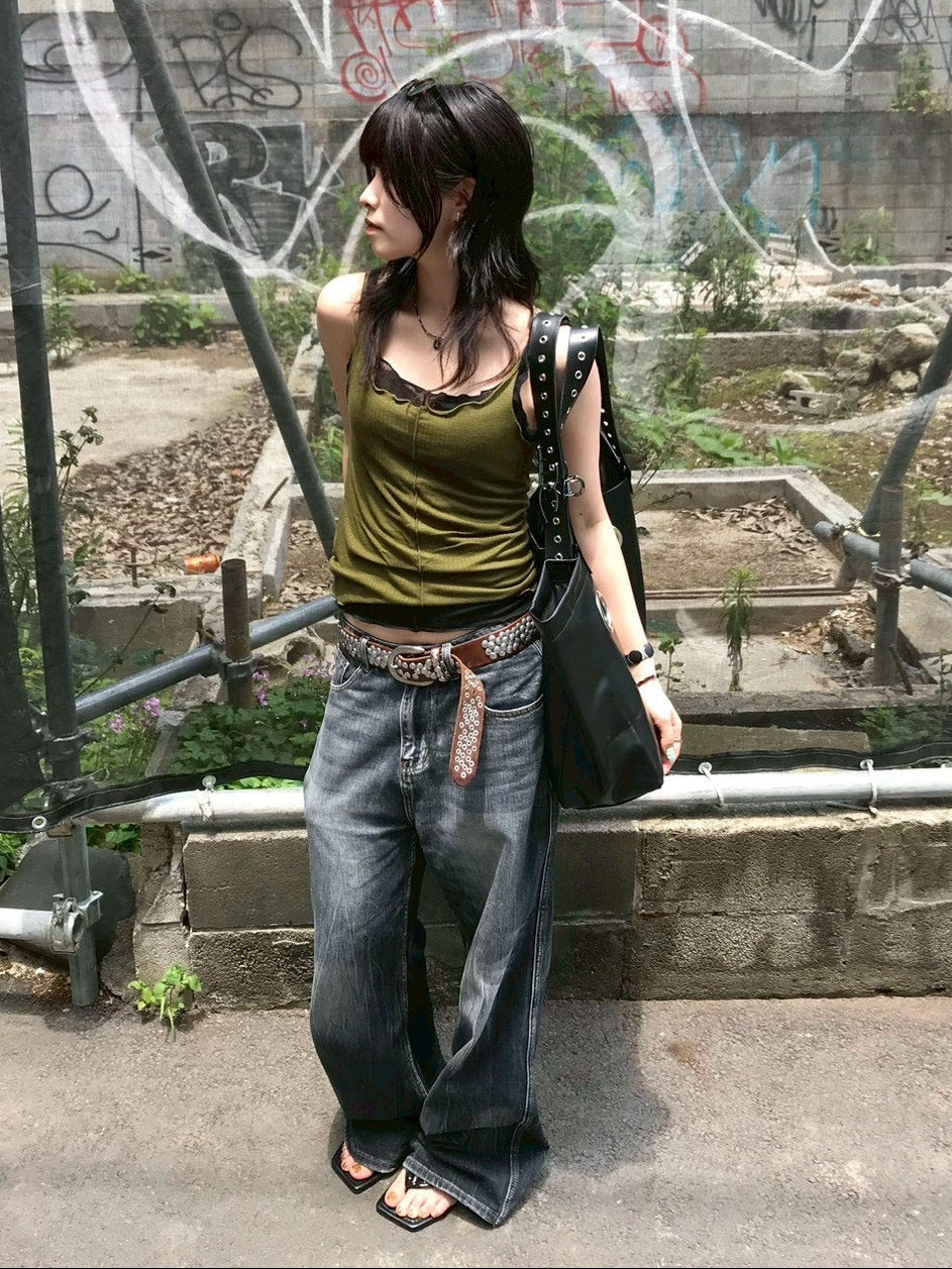 【OaKS】see-through sleeveless top (4color)