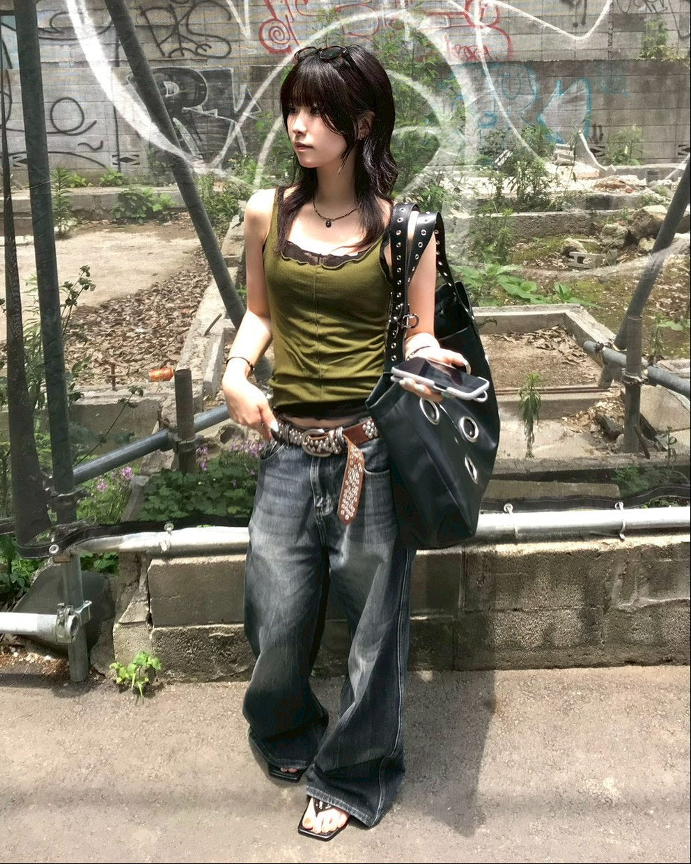 【OaKS】see-through sleeveless top (4color)
