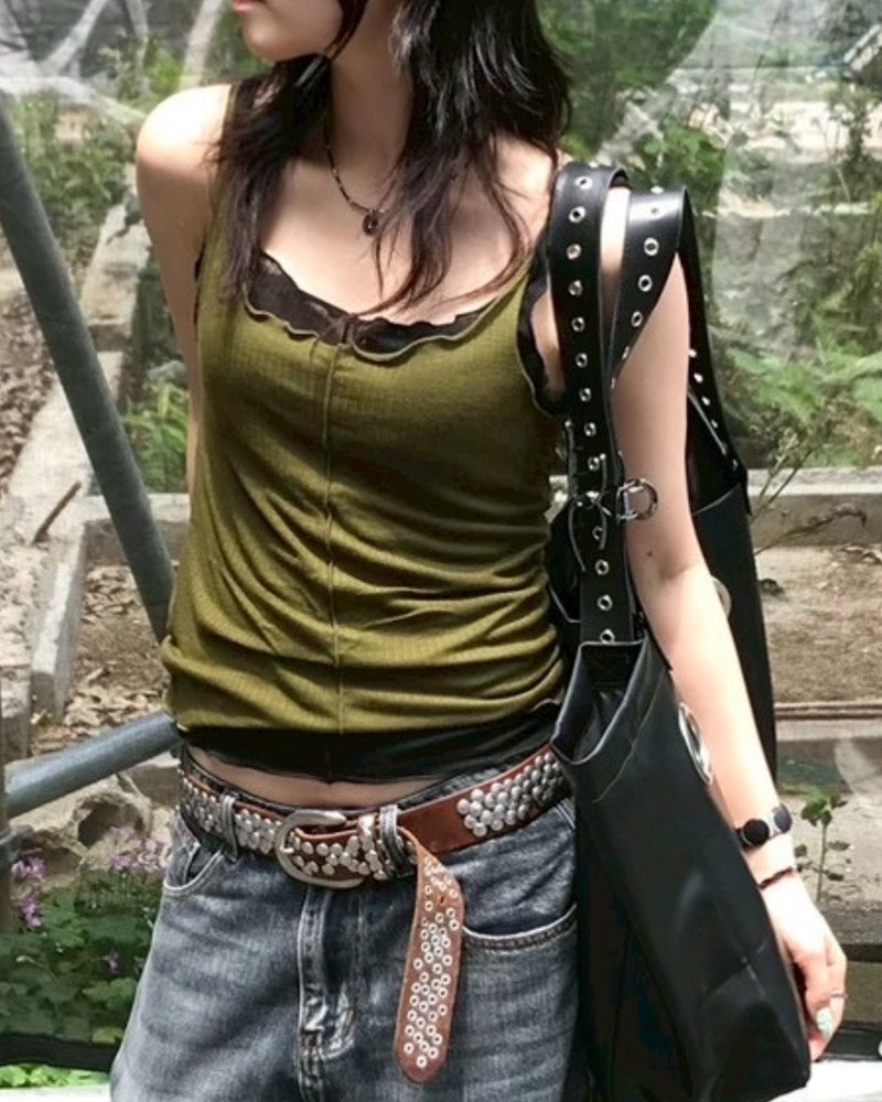 【OaKS】see-through sleeveless top (4color)