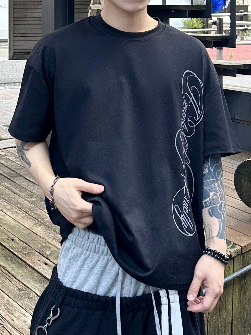 【Chikashitsu +】vertical script crop t-shirt (3color)