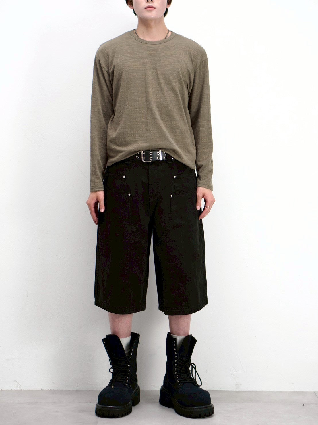 受注制【Chikashitsu +】cropped slub long sleeve tee (4color)