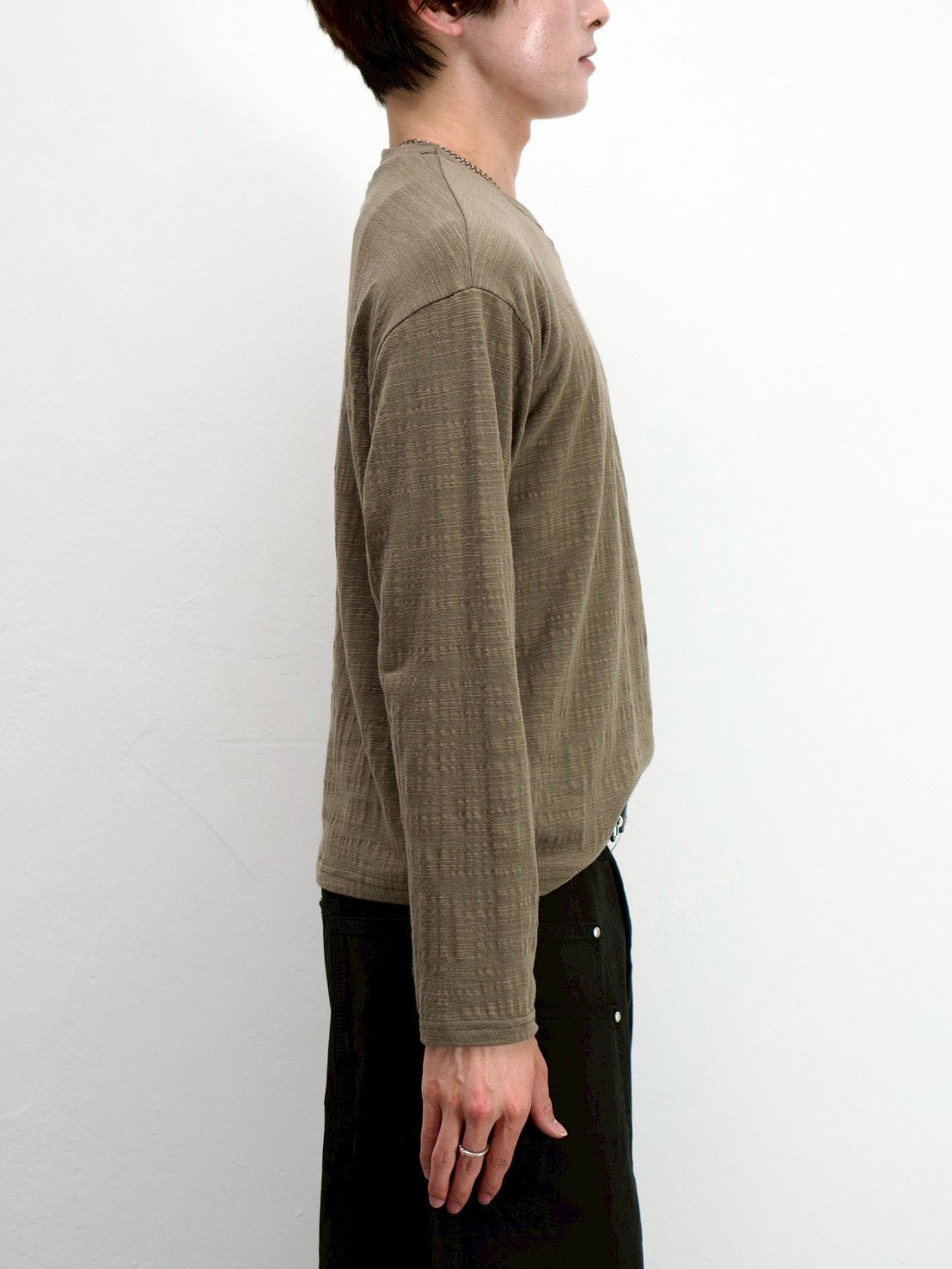 受注制【Chikashitsu +】cropped slub long sleeve tee (4color)