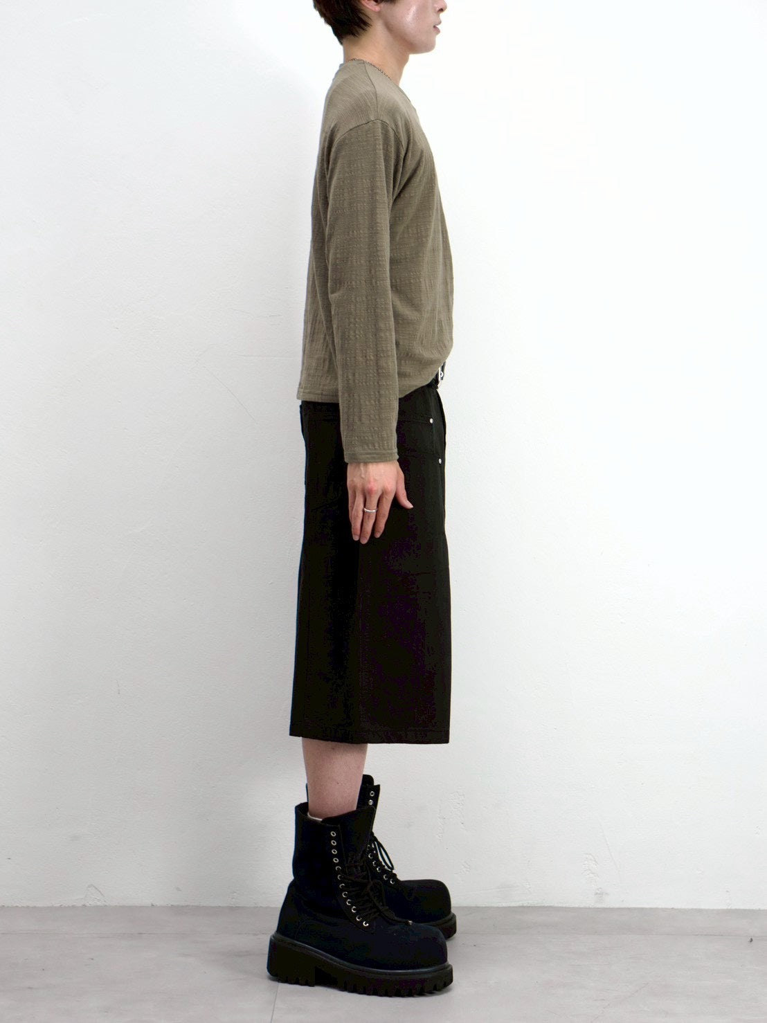 受注制【Chikashitsu +】cropped slub long sleeve tee (4color)