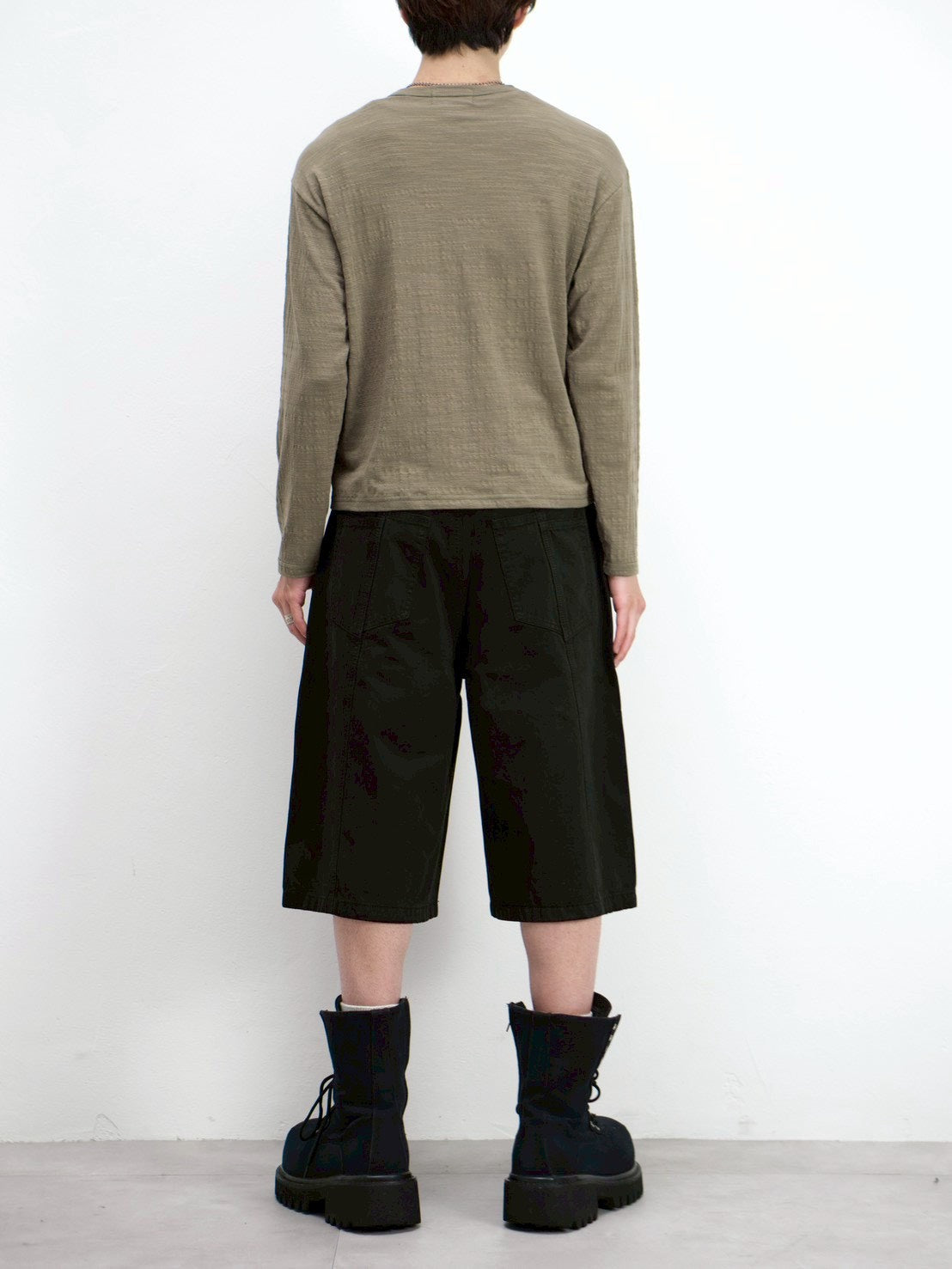 受注制【Chikashitsu +】cropped slub long sleeve tee (4color)