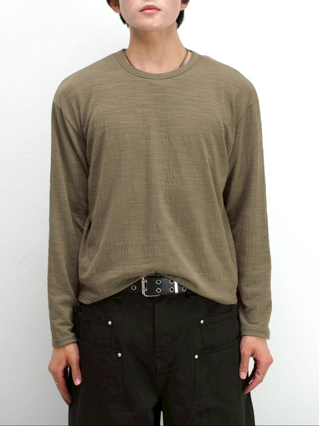 受注制【Chikashitsu +】cropped slub long sleeve tee (4color)