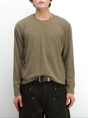 【Chikashitsu +】cropped slub long sleeve tee (4color)