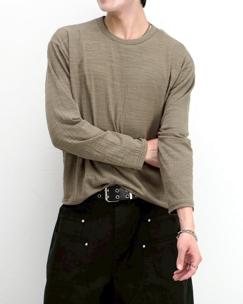 【Chikashitsu +】cropped slub long sleeve tee (4color)