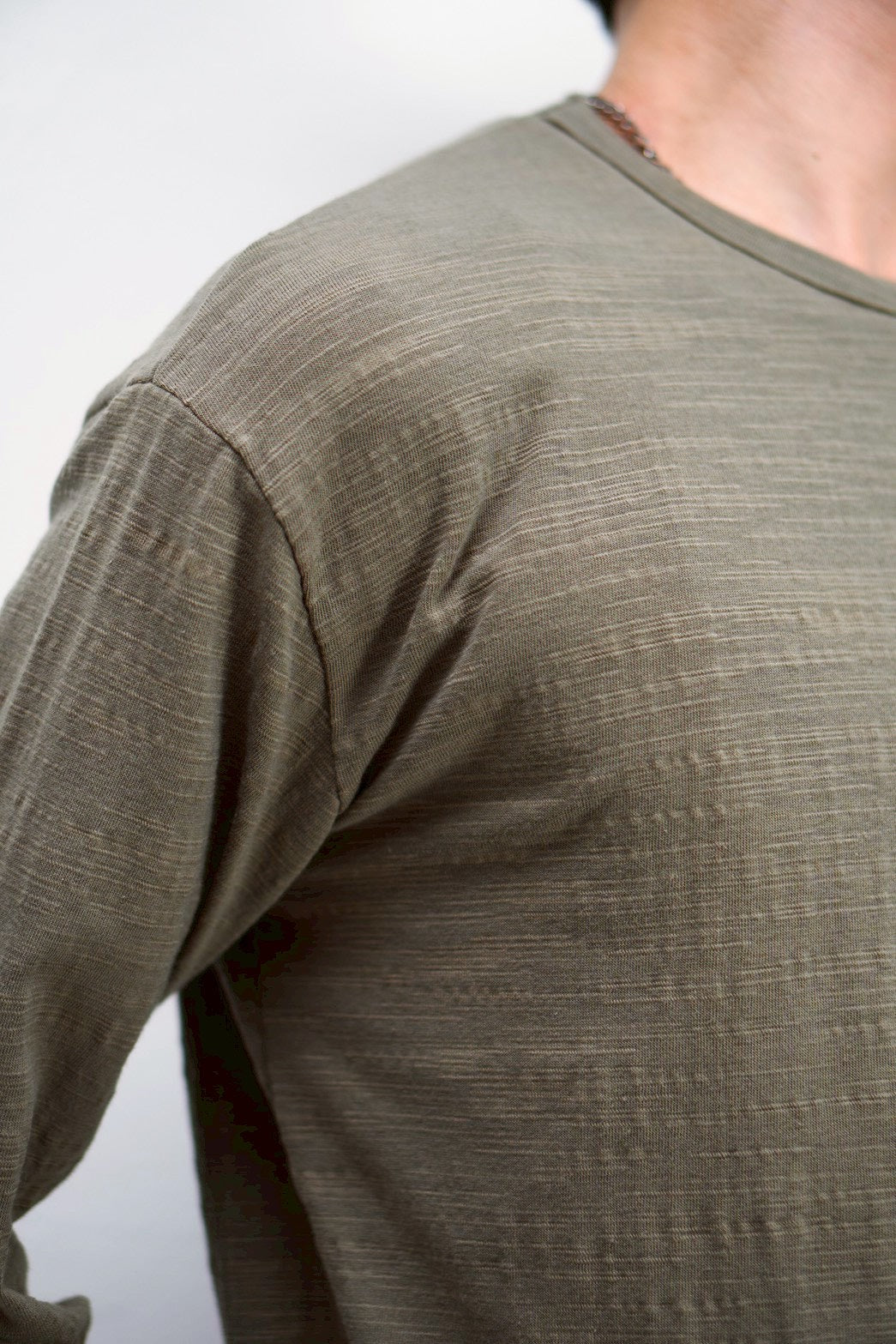 受注制【Chikashitsu +】cropped slub long sleeve tee (4color)