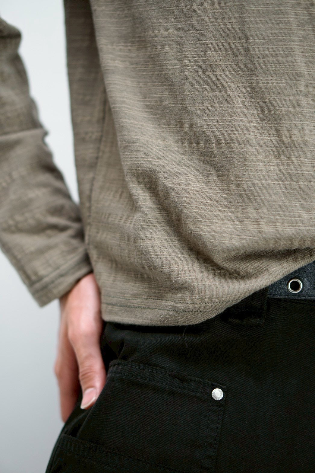 受注制【Chikashitsu +】cropped slub long sleeve tee (4color)