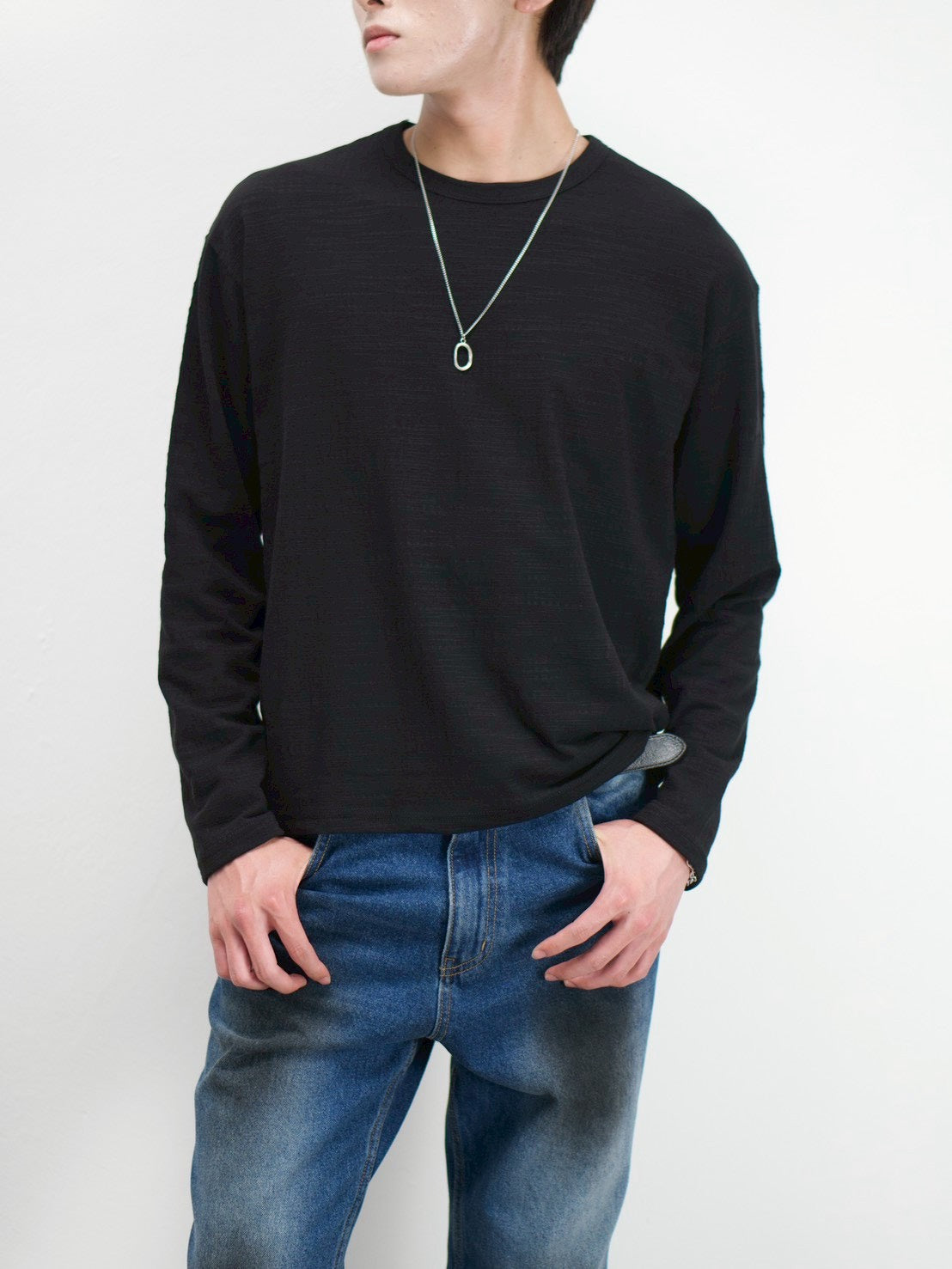 受注制【Chikashitsu +】cropped slub long sleeve tee (4color)