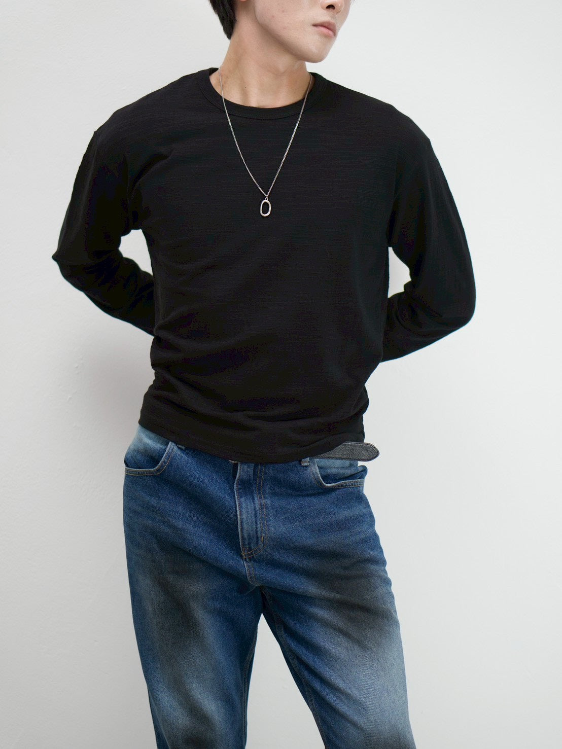 受注制【Chikashitsu +】cropped slub long sleeve tee (4color)