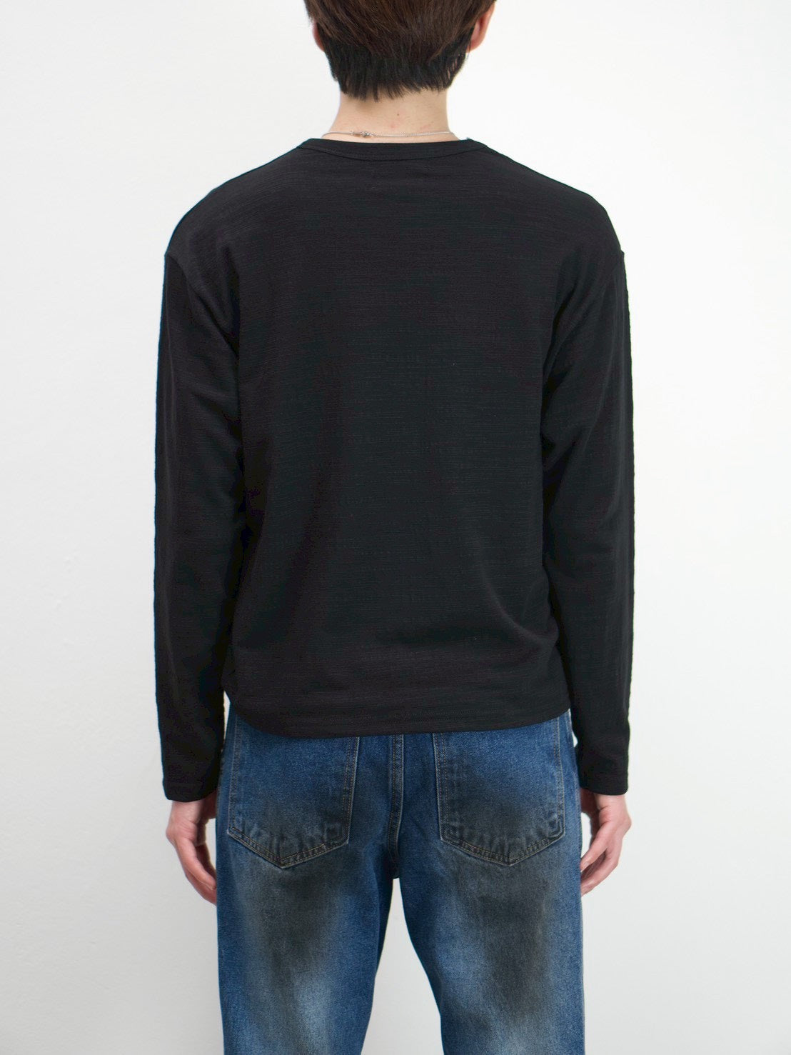 受注制【Chikashitsu +】cropped slub long sleeve tee (4color)