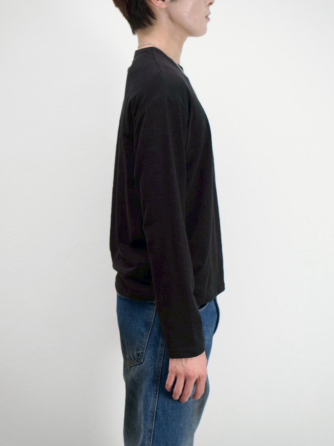 受注制【Chikashitsu +】cropped slub long sleeve tee (4color)