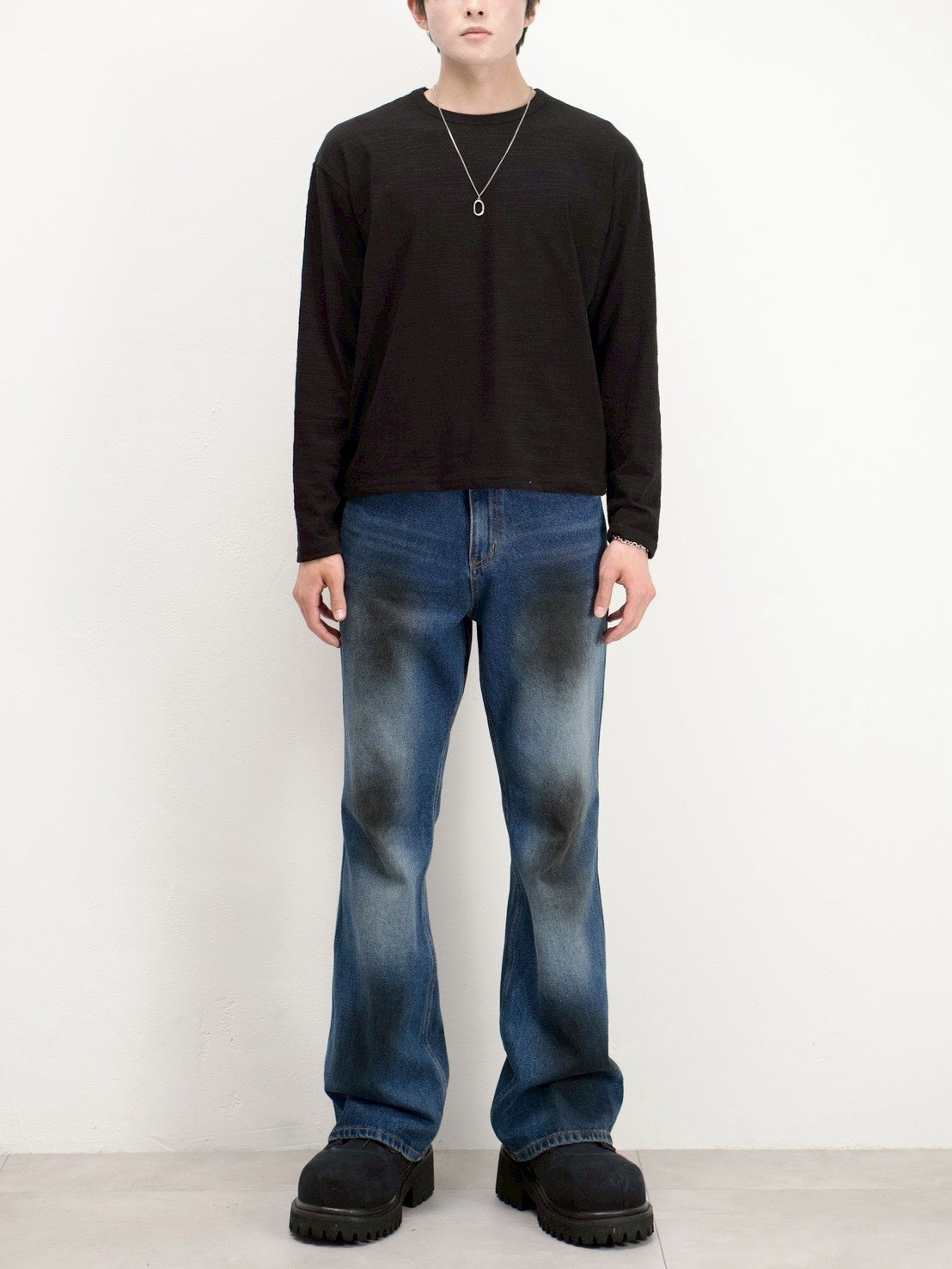 受注制【Chikashitsu +】cropped slub long sleeve tee (4color)