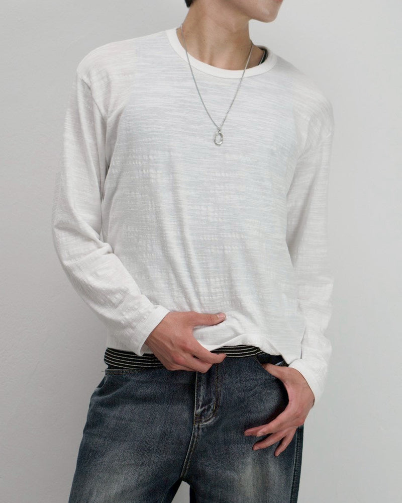【Chikashitsu +】cropped slub long sleeve tee (4color)