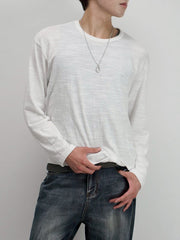 受注制【Chikashitsu +】cropped slub long sleeve tee (4color)