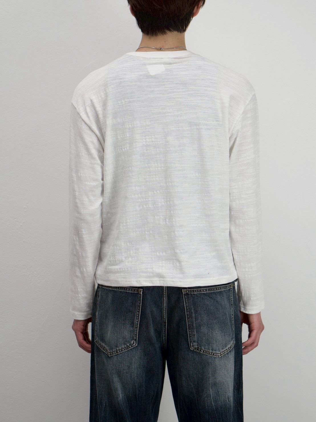 受注制【Chikashitsu +】cropped slub long sleeve tee (4color)