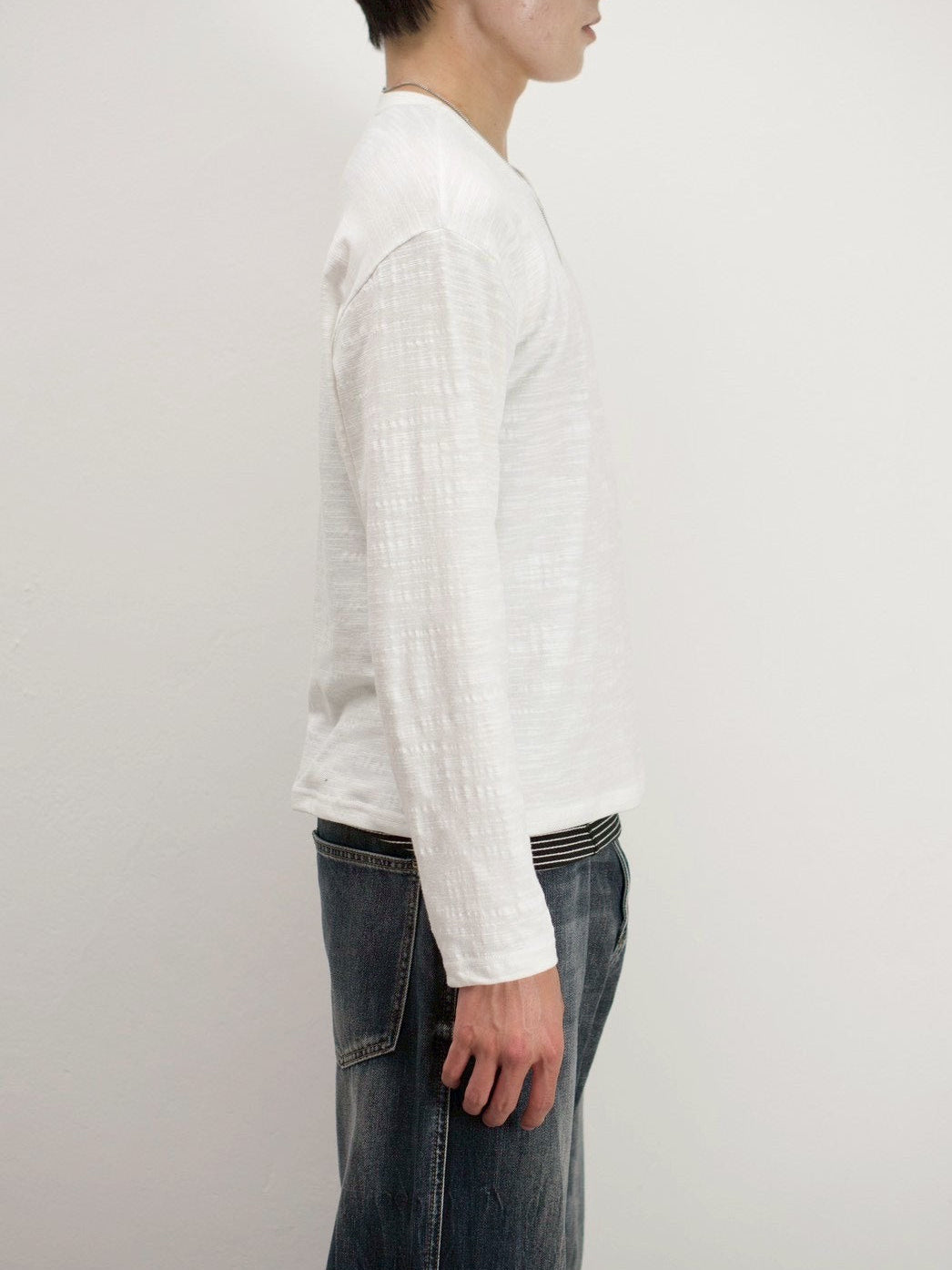 受注制【Chikashitsu +】cropped slub long sleeve tee (4color)
