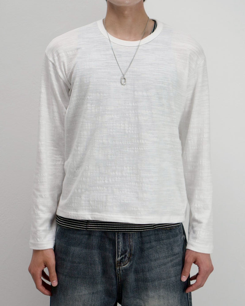 【Chikashitsu +】cropped slub long sleeve tee (4color)