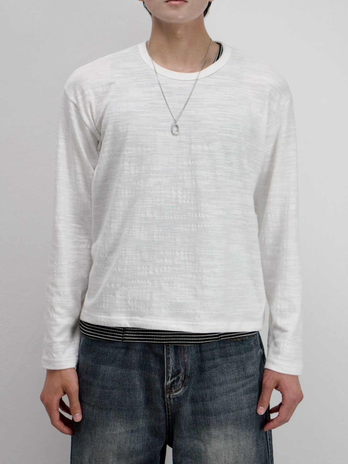 受注制【Chikashitsu +】cropped slub long sleeve tee (4color)