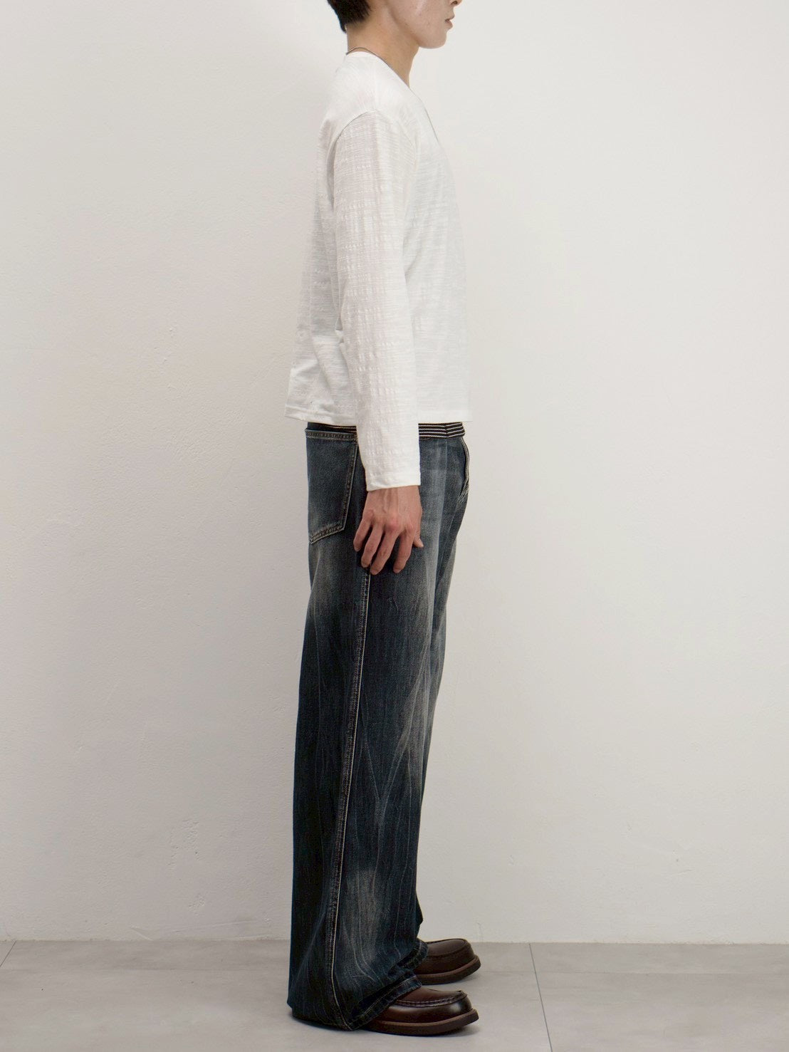 受注制【Chikashitsu +】cropped slub long sleeve tee (4color)