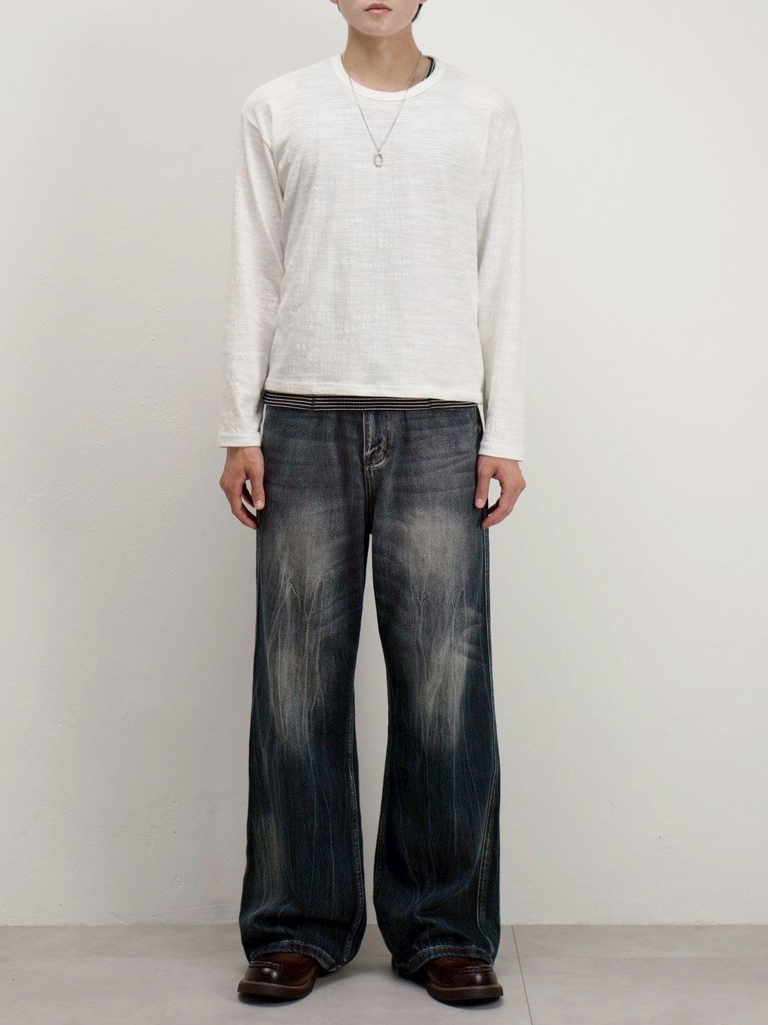 受注制【Chikashitsu +】cropped slub long sleeve tee (4color)