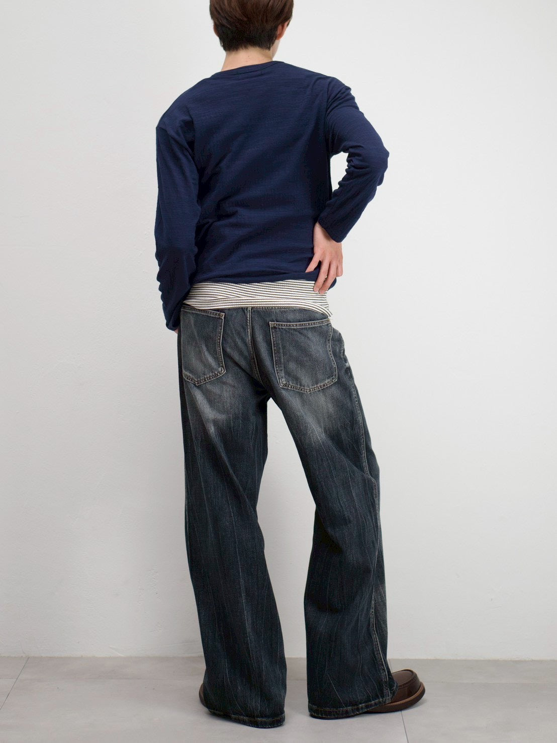 受注制【Chikashitsu +】cropped slub long sleeve tee (4color)