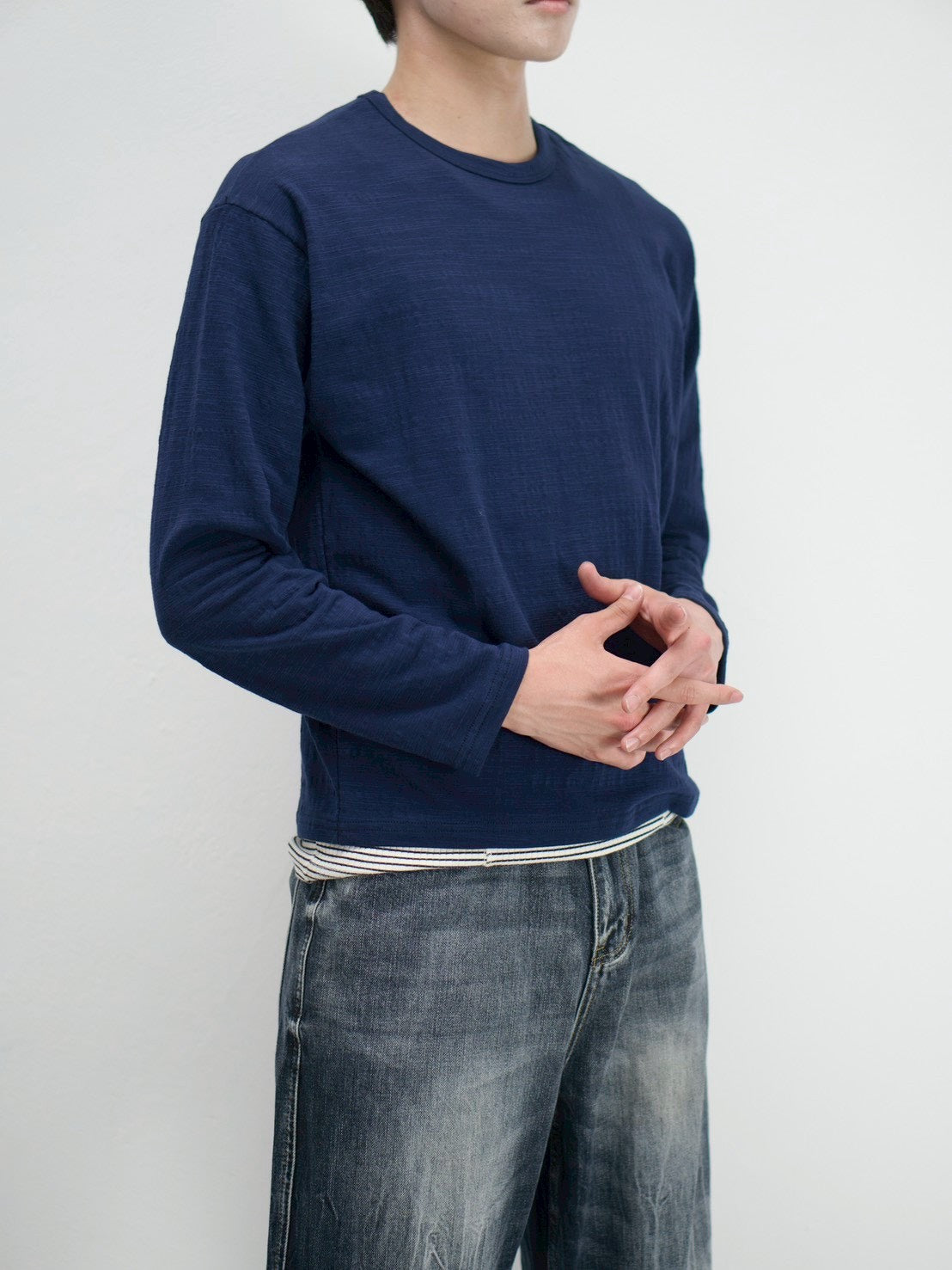 受注制【Chikashitsu +】cropped slub long sleeve tee (4color)