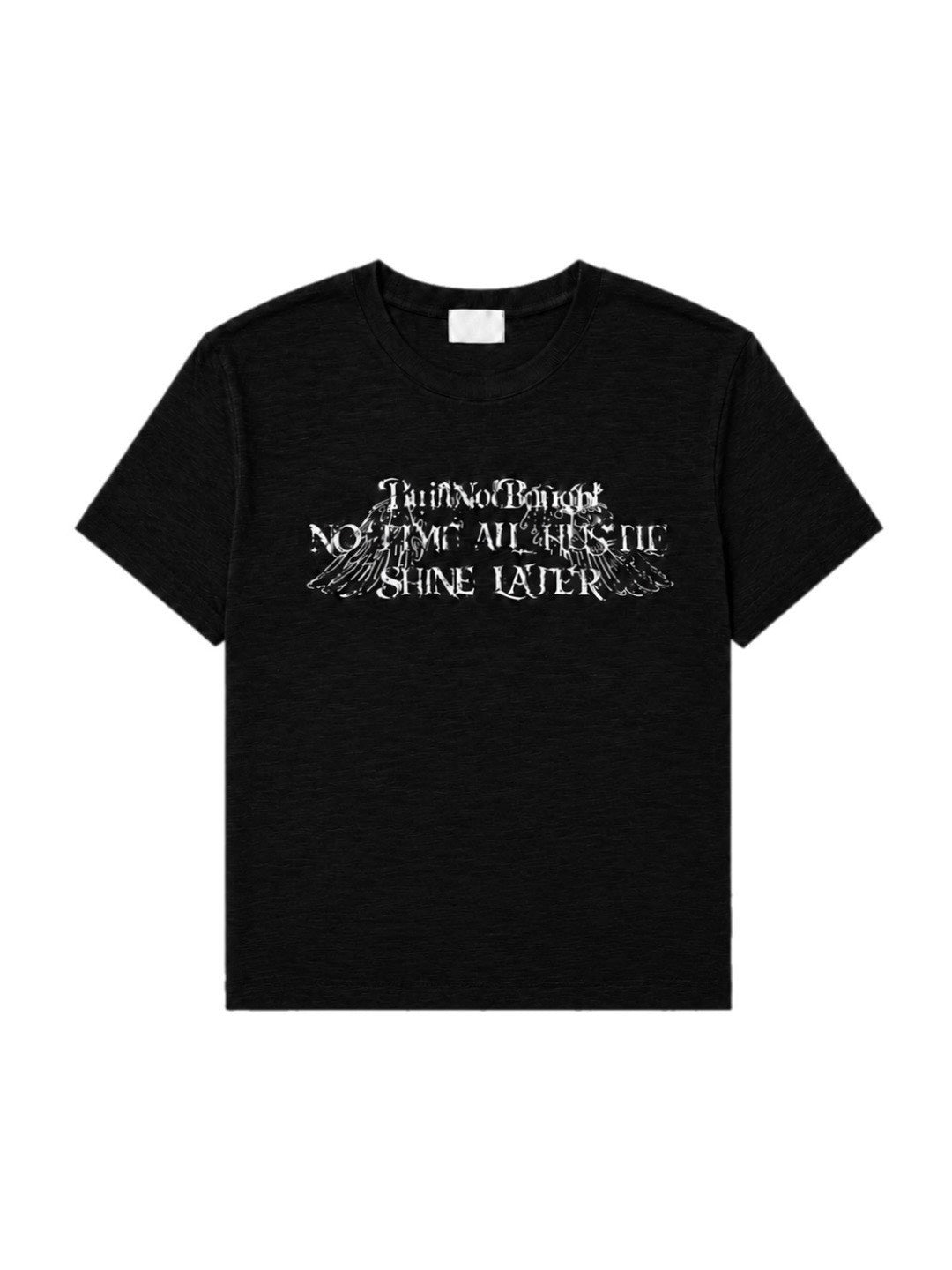 受注制【Chikashitsu +】distorted logo crop t-shirt (2color)