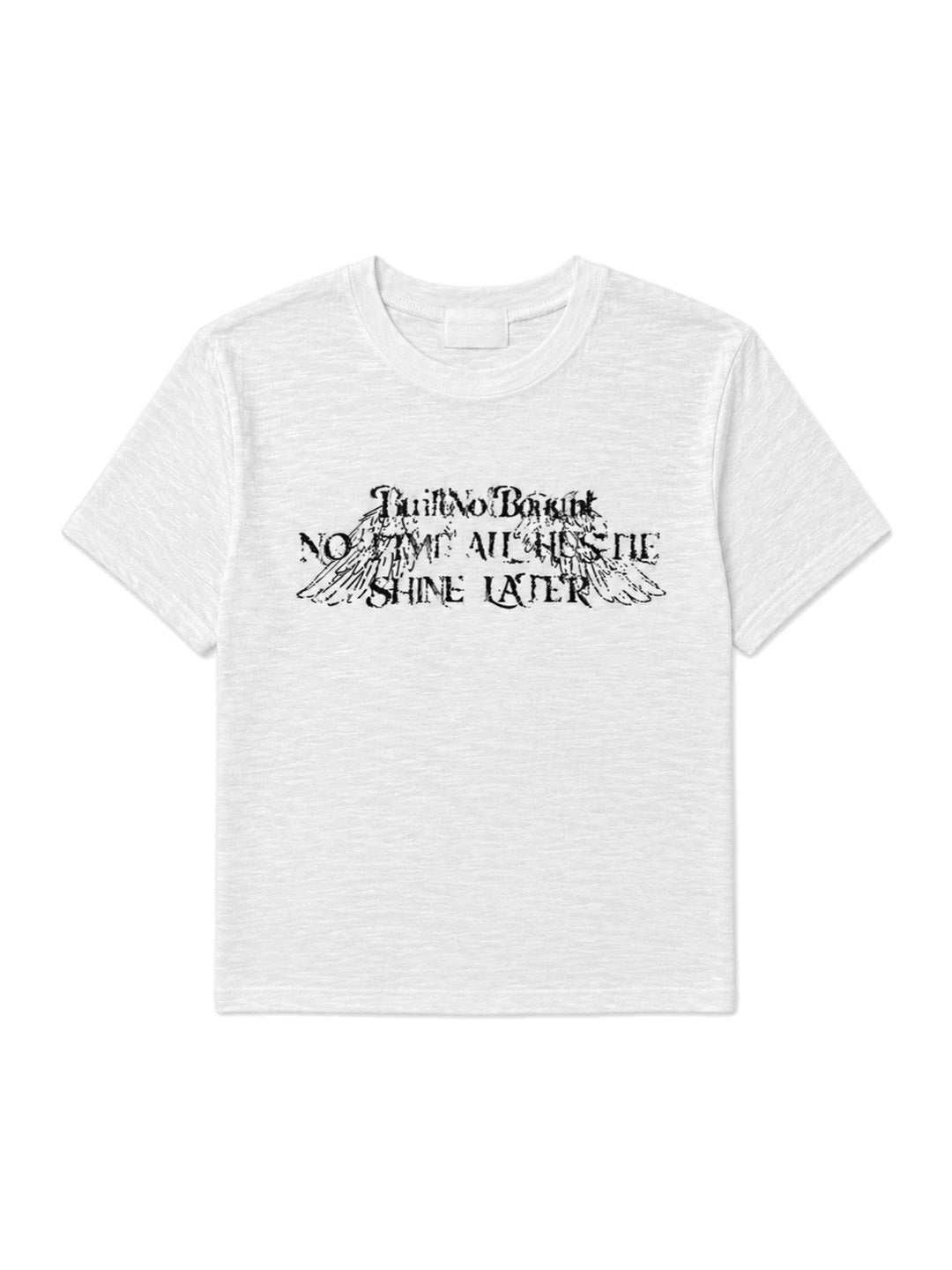 受注制【Chikashitsu +】distorted logo crop t-shirt (2color)
