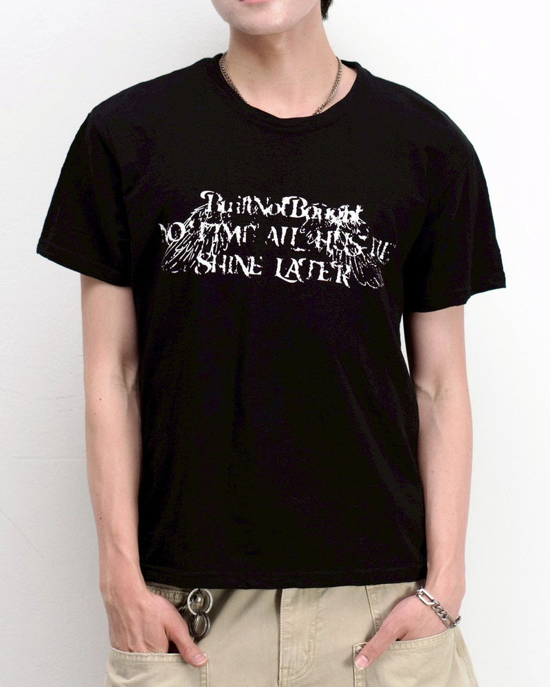 受注制【Chikashitsu +】distorted logo crop t-shirt (2color)
