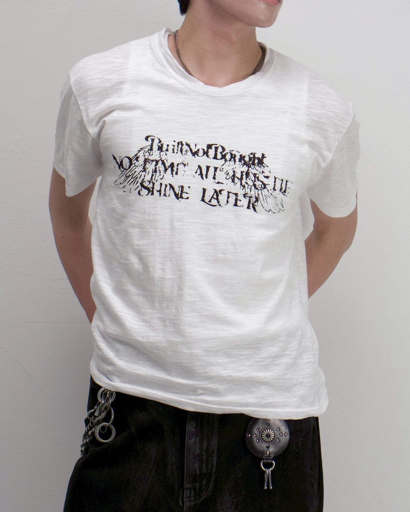 受注制【Chikashitsu +】distorted logo crop t-shirt (2color)