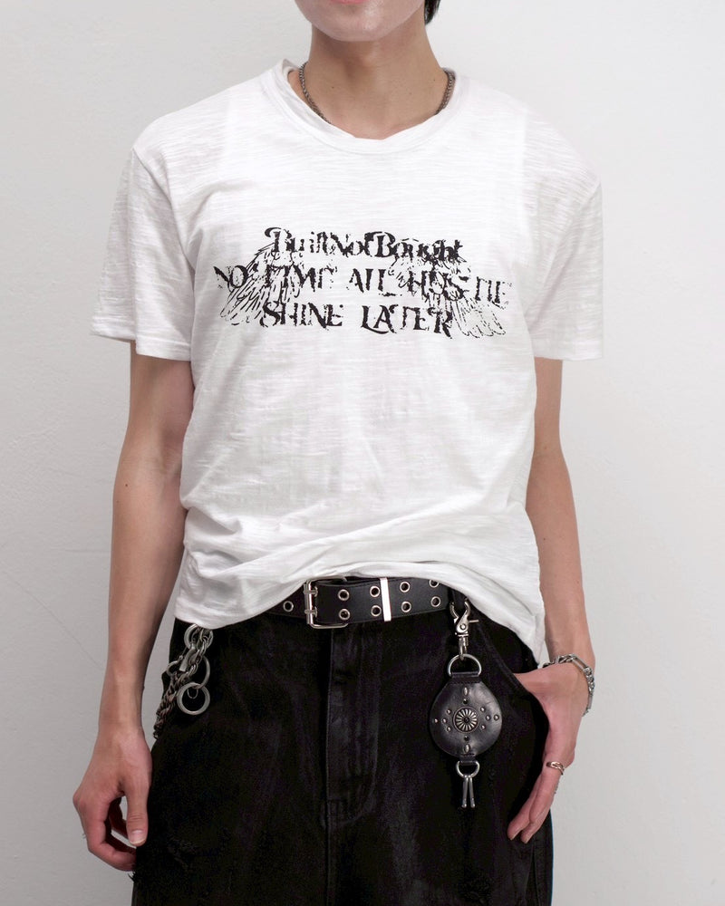 受注制【Chikashitsu +】distorted logo crop t-shirt (2color)