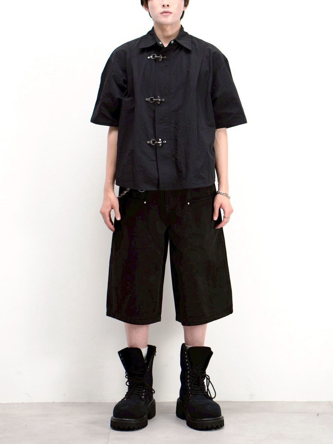 受注制【Chikashitsu +】front hook shirt jacket (2color)