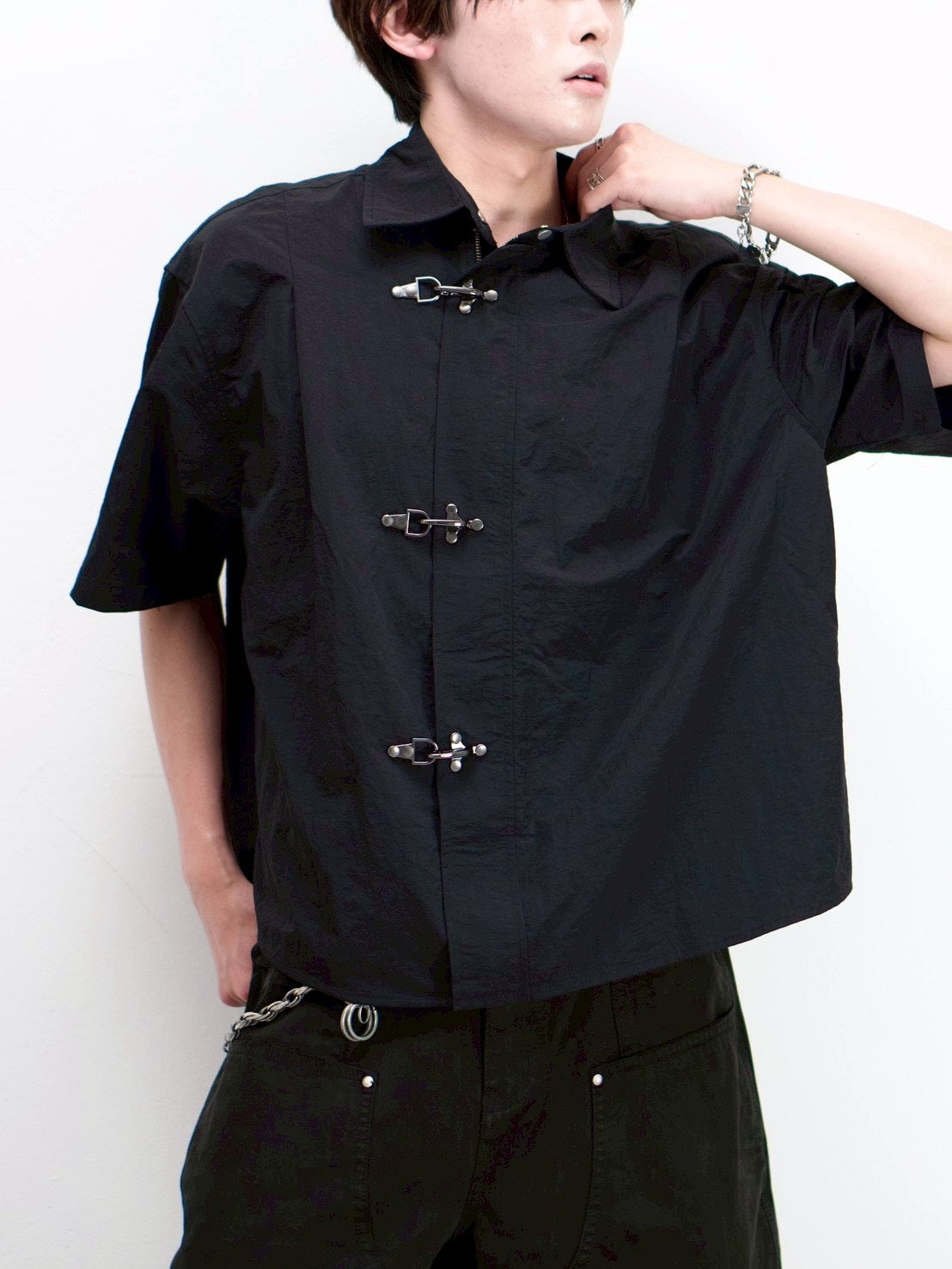 受注制【Chikashitsu +】front hook shirt jacket (2color)