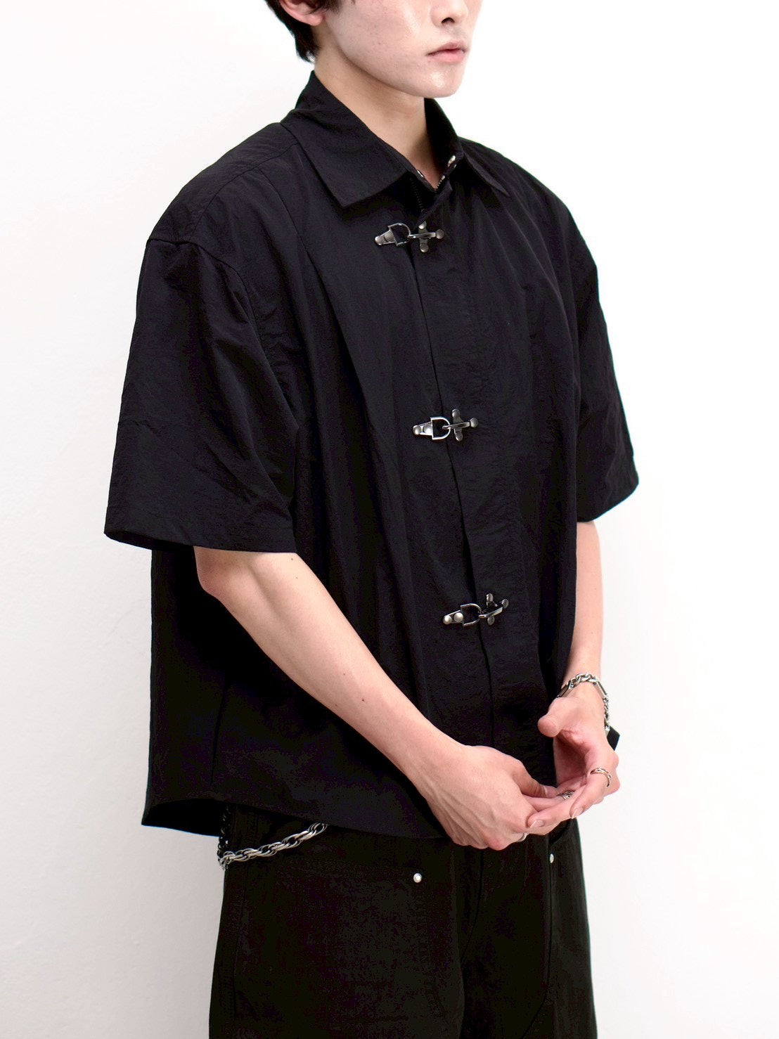 受注制【Chikashitsu +】front hook shirt jacket (2color)
