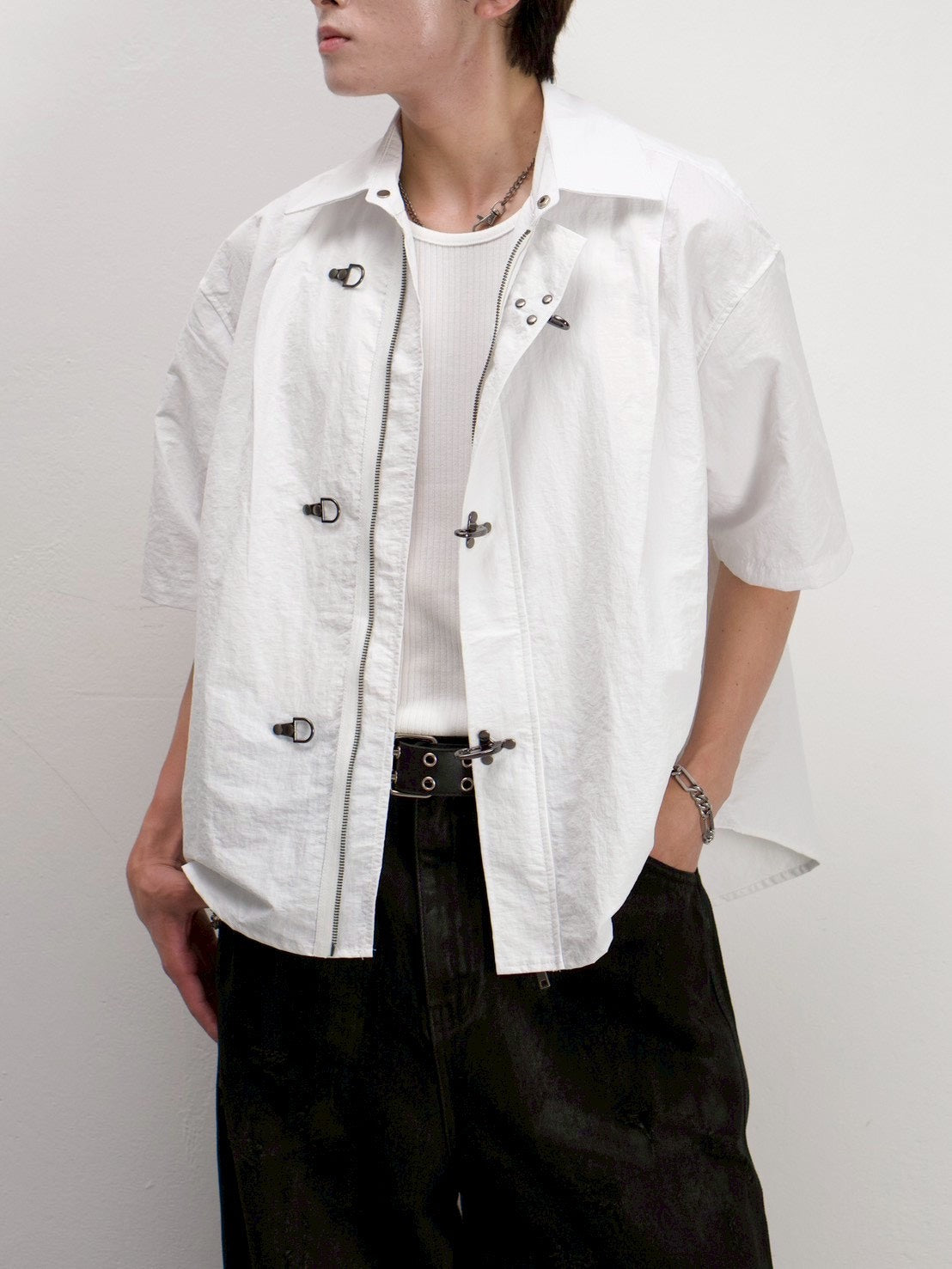 受注制【Chikashitsu +】front hook shirt jacket (2color)