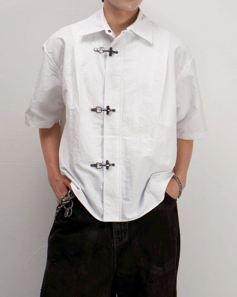 受注制【Chikashitsu +】front hook shirt jacket (2color)