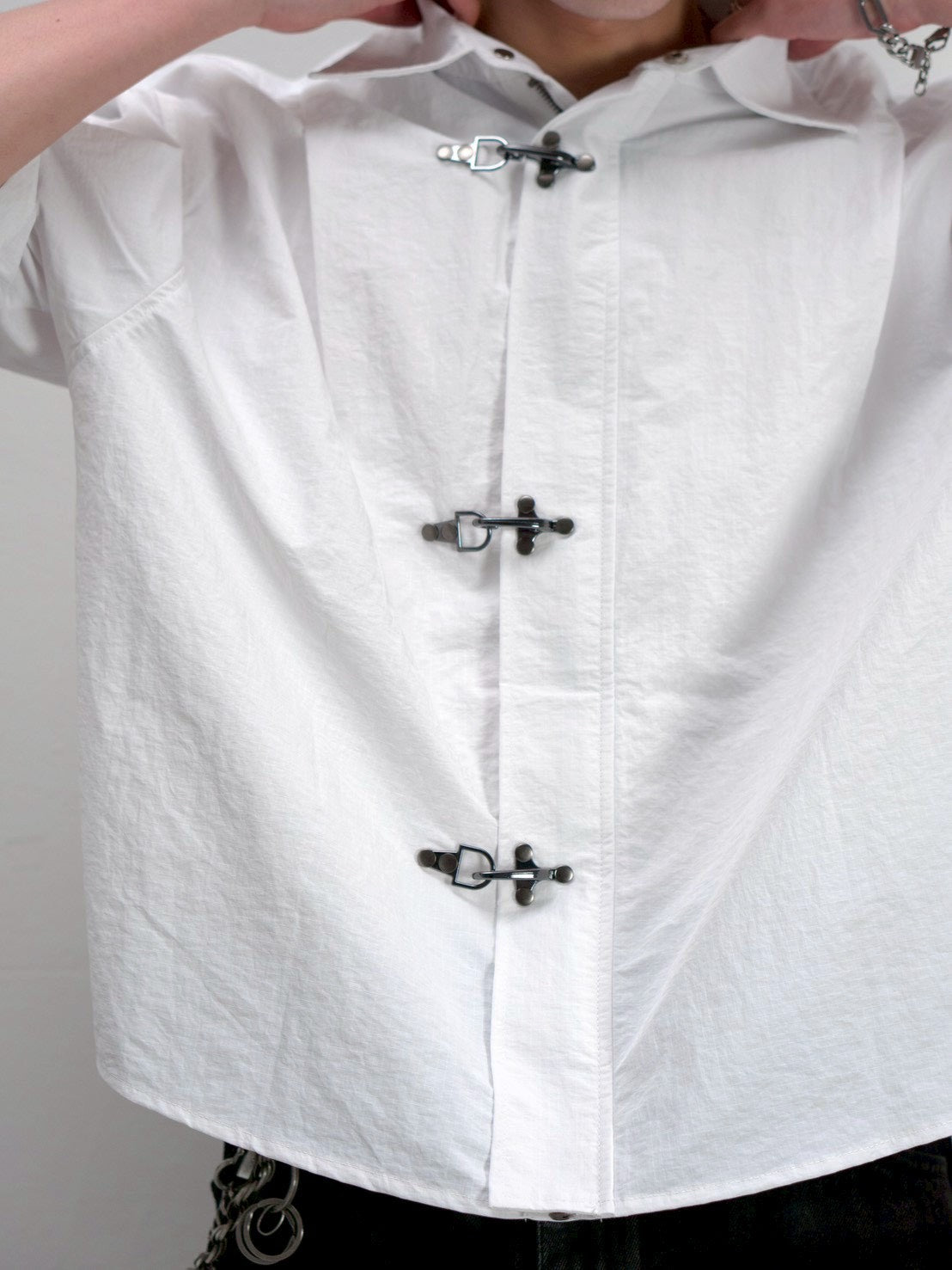 受注制【Chikashitsu +】front hook shirt jacket (2color)