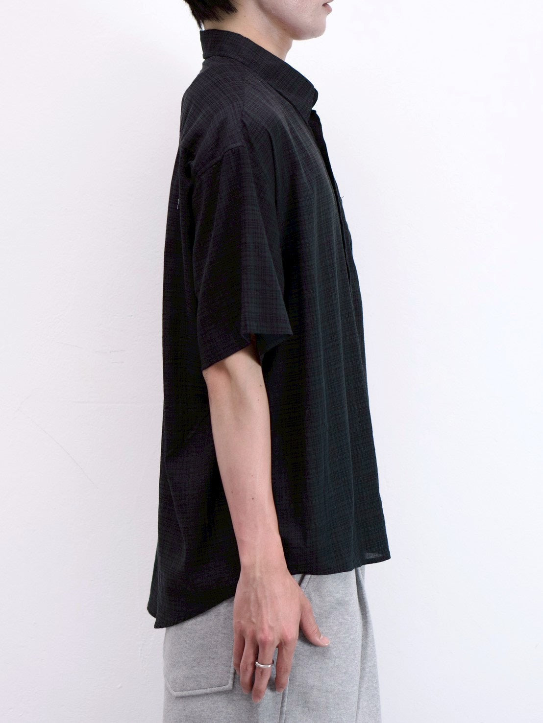 受注制【Chikashitsu +】carrot check half sleeve shirt (2color)