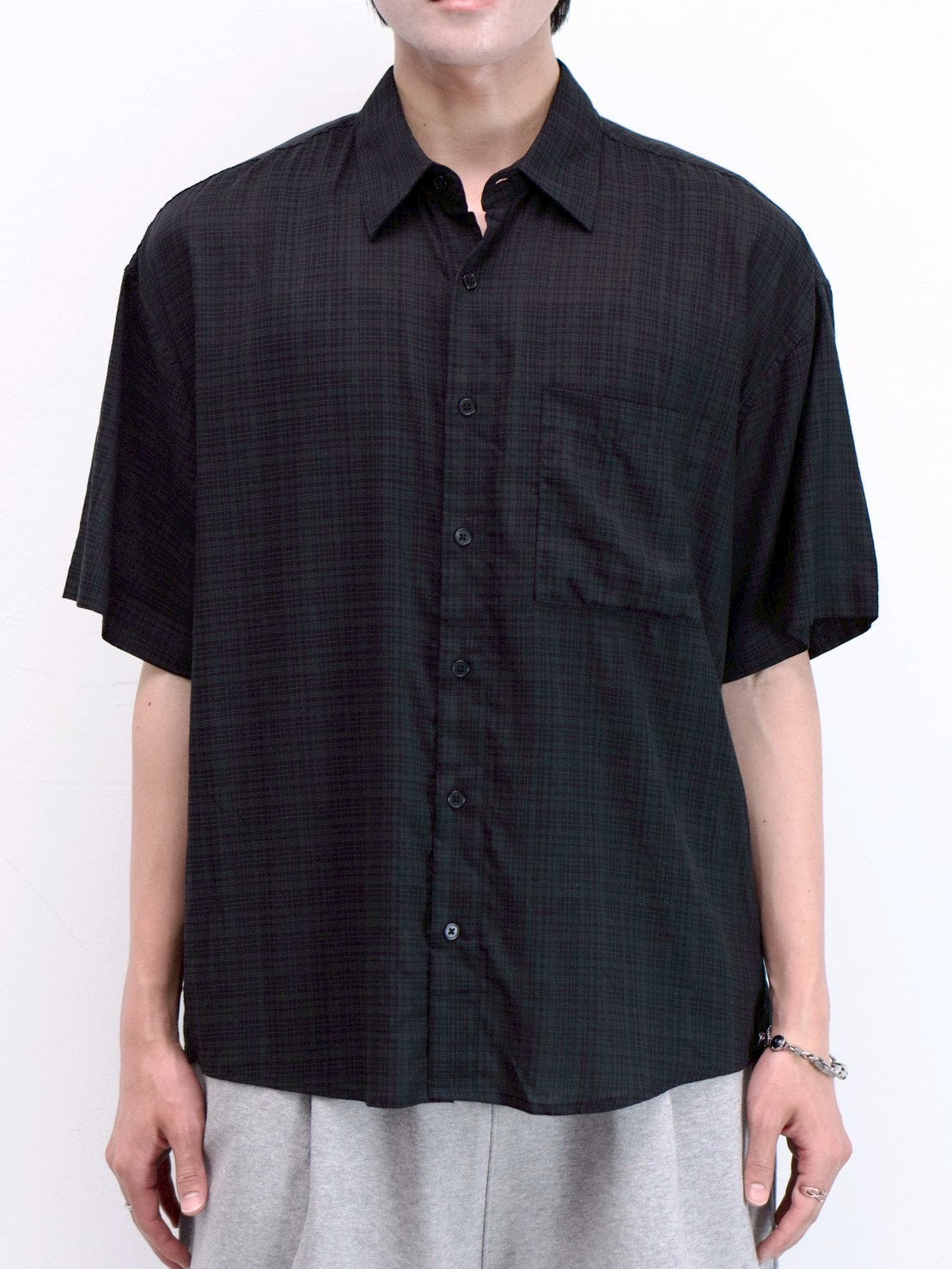 受注制【Chikashitsu +】carrot check half sleeve shirt (2color)