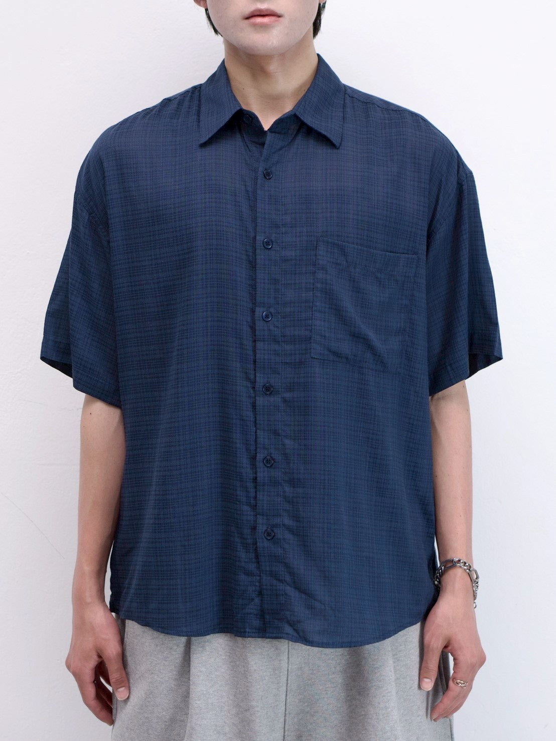 受注制【Chikashitsu +】carrot check half sleeve shirt (2color)