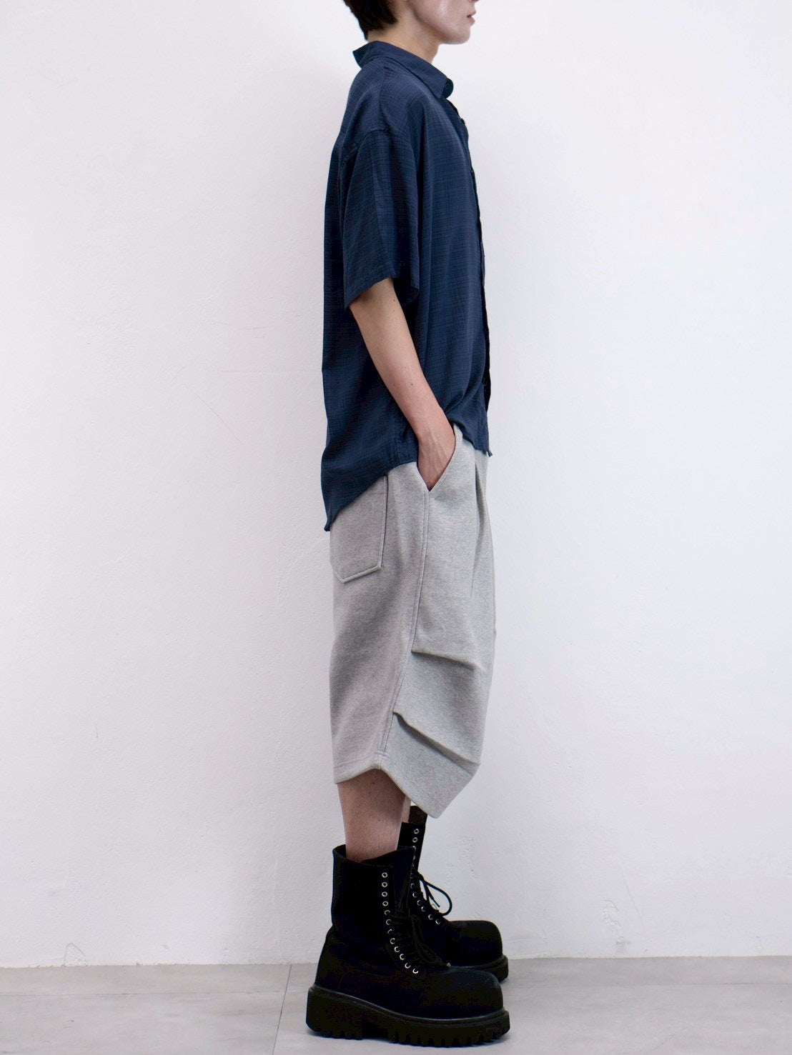 受注制【Chikashitsu +】carrot check half sleeve shirt (2color)
