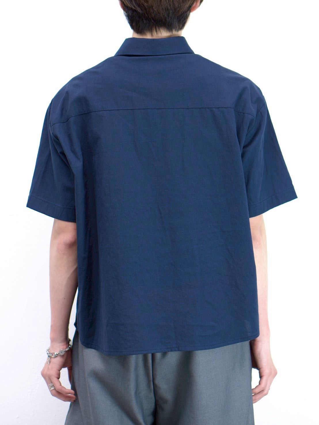 受注制【Chikashitsu +】bio wash cropped half sleeve shirt (3color)