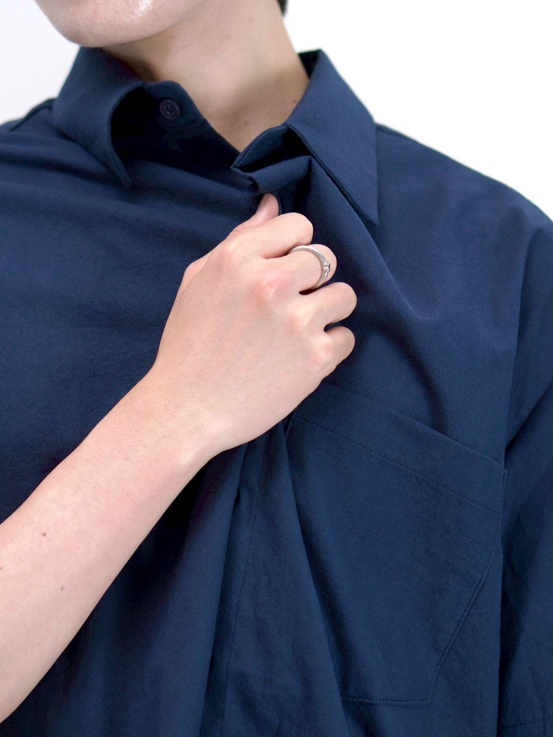 受注制【Chikashitsu +】bio wash cropped half sleeve shirt (3color)