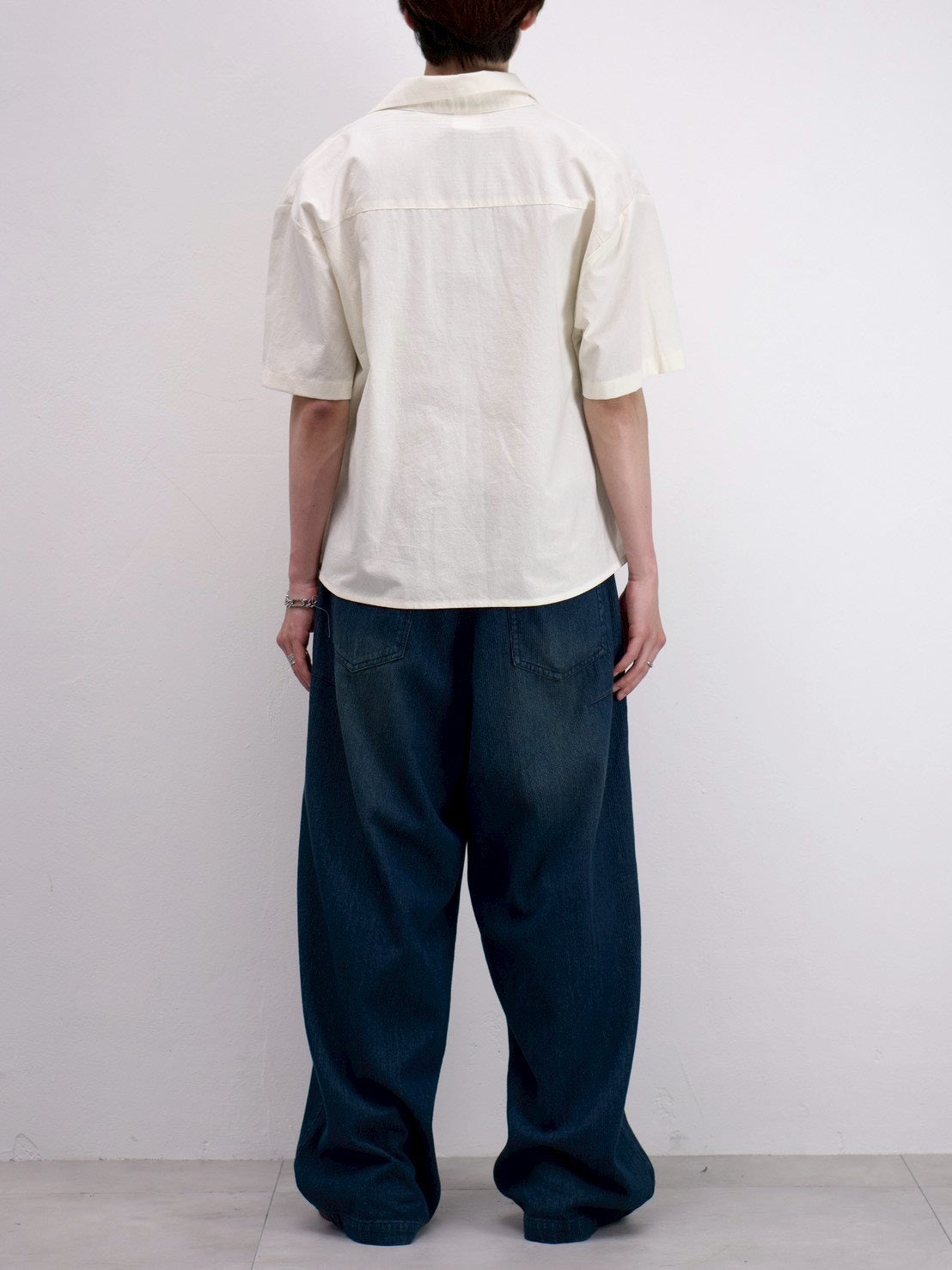 受注制【Chikashitsu +】bio wash cropped half sleeve shirt (3color)