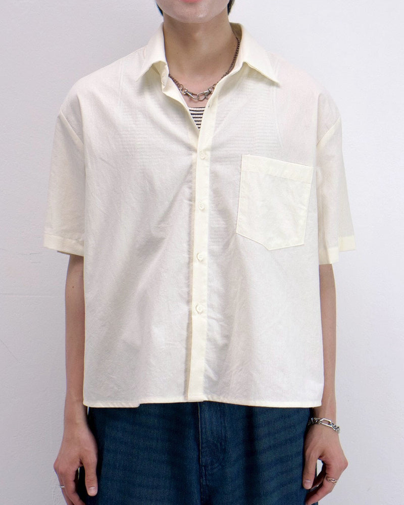 受注制【Chikashitsu +】bio wash cropped half sleeve shirt (3color)
